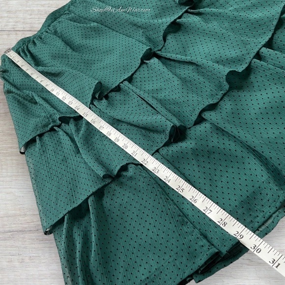 J.Crew NWT emerald green tired ruffle dotted pull-on midi skirt *shop@iamwarrior - Picture 8 of 11